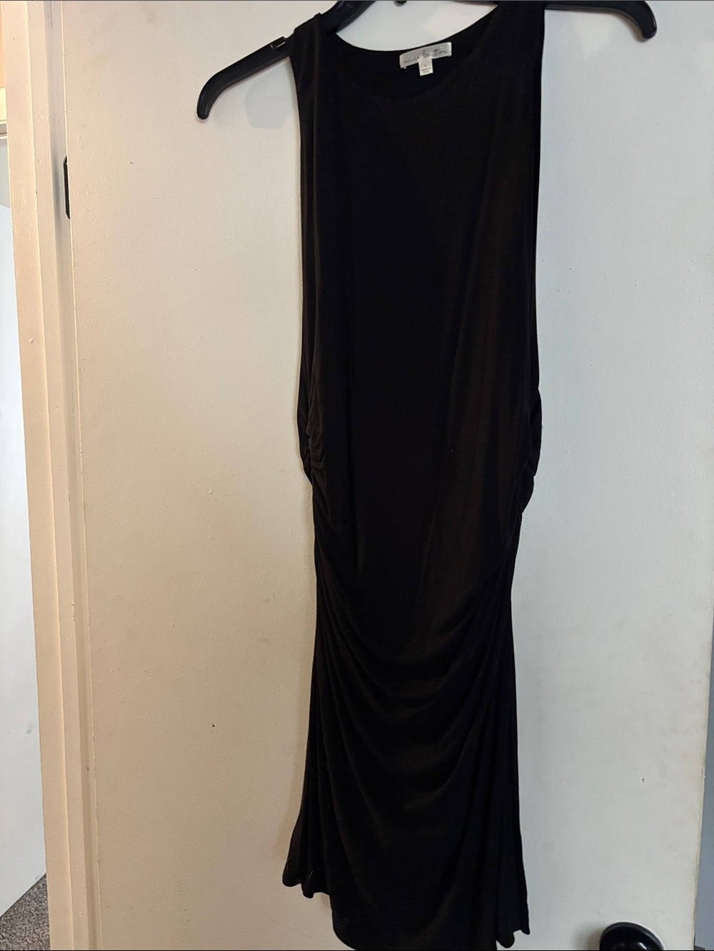 nine britton Black Sleeveless Draped Maxi Dress